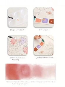 20張/1本創意水彩繪畫&彩色繪畫素描本5.91in*5.12in卡通筆記本&學生繪畫紙,每頁獨特圖案,附刷子,方便繪畫 - 綠色 - 查看 7