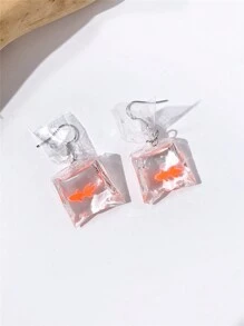 1對可愛有趣樹脂金魚造型垂墜耳環,男女適用,有黑色、橘色、藍色、紅色和黃色可選 - 款式 - 查看 9
