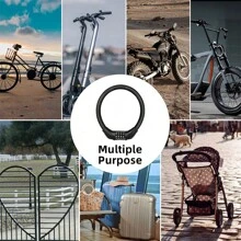 1pc Portable Black Mini 4 Digit Password Lock Outdoor Bike Lock Universal Mountain Bicycle Lock Motorcycle Electric Scooter Padlock - Black - View 4