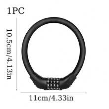 1pc Portable Black Mini 4 Digit Password Lock Outdoor Bike Lock Universal Mountain Bicycle Lock Motorcycle Electric Scooter Padlock - Black - View 2