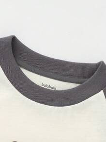 Balabala 年轻男孩上衣夏季卡通印花圆领亲肤男孩短袖T恤灰色 - 灰色 - 查看 4