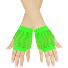1 pieza Guantes cortos de red para mujer, estilo nocturno del club punk con multicolor, sexy, elásticos, vaciados y con moño al estilo europeo y americano