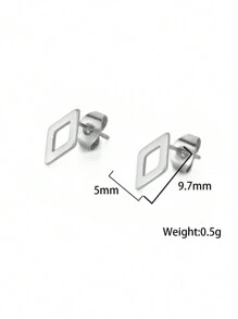 1支女士不銹鋼圓形和鑽石形狀的可愛小幾何耳環,婚禮和生日禮物批發 - 時尚系列 - 查看 11