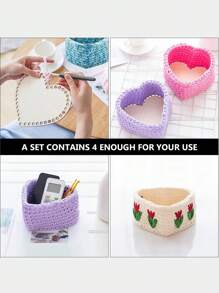 2 chiếc Bằng gỗ Túi Móc Đáy , Tim Bằng gỗ Rổ Đáy Bằng gỗ Cơ sở Máy ép Trống Móc sự thêu Cơ sở Đối với DIY Rổ Thủ công Dệt Làm Quân nhu - Màu be - Xem 4