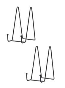 2 包 6 英寸盘子支架，用于展示图片，金属框架支架，用于书籍、照片和盘子，桌面艺术，装饰盘