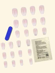 24Pcs Y2K Upgrade Your Look Pink Ombre French Style Cute Simple Elegant Luxury Nail Patch Set, Detachable Press-On Nails Suitable For Holidays, Parties, Friends, Dates, Everyday Wear Nail Supplies Nails - Watermelon Pink - View 4