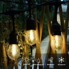 A Set Of Solar-Powered Eight-Function S14 Outdoor Light Strings, Running Horse Light Strings, Solar Camping Light Strings, Suitable For Outdoor Garden, Courtyard, Corridor Decoration, Camping Stalls, Wedding Decoration, Black Coarse Wire Hanging S14 Light Strings, With A Length Of 5 Meters And 10 Solar-Powered Bulbs (Including Two Accessories), A 5-Meter Solar-Powered Style With 10 Bulbs And Remote Control (Including Three Accessories), A 10-Meter Solar-Powered Style With 20 Lamp Holders (Including Two Accessories), And A 10-Meter Solar-Powered Style With 20 Lamp Holders And Remote Control (Including Three Accessories).