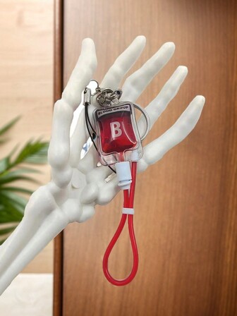 优雅的1件装男女通用红色血型钥匙扣，多种血型可选（A、B、Ab、O）。可爱又有创意的配饰，适合派对、节日和演出。万圣节礼物、纪念品、汽车饰品、包袋饰品、学院风、哥特风、Y2K风、圣诞节风。