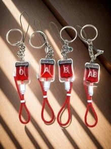 Eleganter 1 Stück Unisex Schlüsselanhänger mit Blutgruppe Rot (A, B, AB, O). Ein niedlicher und kreativer Accessoire, geeignet für Partys, Festivals und Aufführungen. Halloween Geschenk Souvenir Auto Zubehör Taschenbaumler Schule
