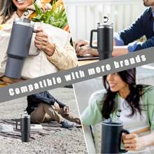 Ensemble De 3 Bouchons Réutilisables Anti-fuite En Silicone Pour Les Tasses De 30 Oz Et 40 Oz, Comprenant Le Couvercle De Paille, Le Couvercle Rond Et Le Couvercle Trapézoïdal