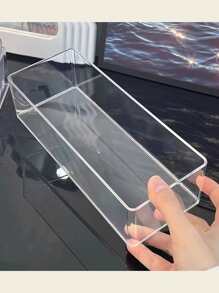 Acrylic Transparent Nail Polish Display Box, Plastic Protective Dust-Proof Nail Art Organizer, Rectangular Storage Tray