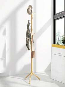1 Stück stabiler Holz-Standgarderobe mit 8 Haken, geeignet zum Aufhängen von Jacken, Hüten, Schals und Handtaschen im Eingangsbereich, Flur, Schlafzimmer, Büro, minimalistischer Stil für Frühling und Sommer - Braun - Übersicht 9