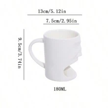 1pc Creative Ceramic Mug With Biscuit Holder & Interesting Design, For Coffee Or Milk Tea - White - View 2