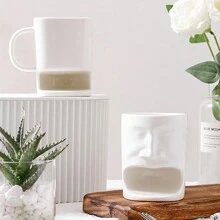 1pc Creative Ceramic Mug With Biscuit Holder & Interesting Design, For Coffee Or Milk Tea - White - View 7