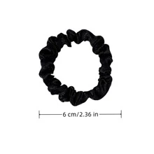 5条装缎面发圈，女士卷发适用，粗细发质皆宜，黑色小号可爱缎面弹力发圈，休闲马尾辫发圈，发绳发圈，发饰，头饰，健身运动跑步装备 - 黑色 - 查看 5