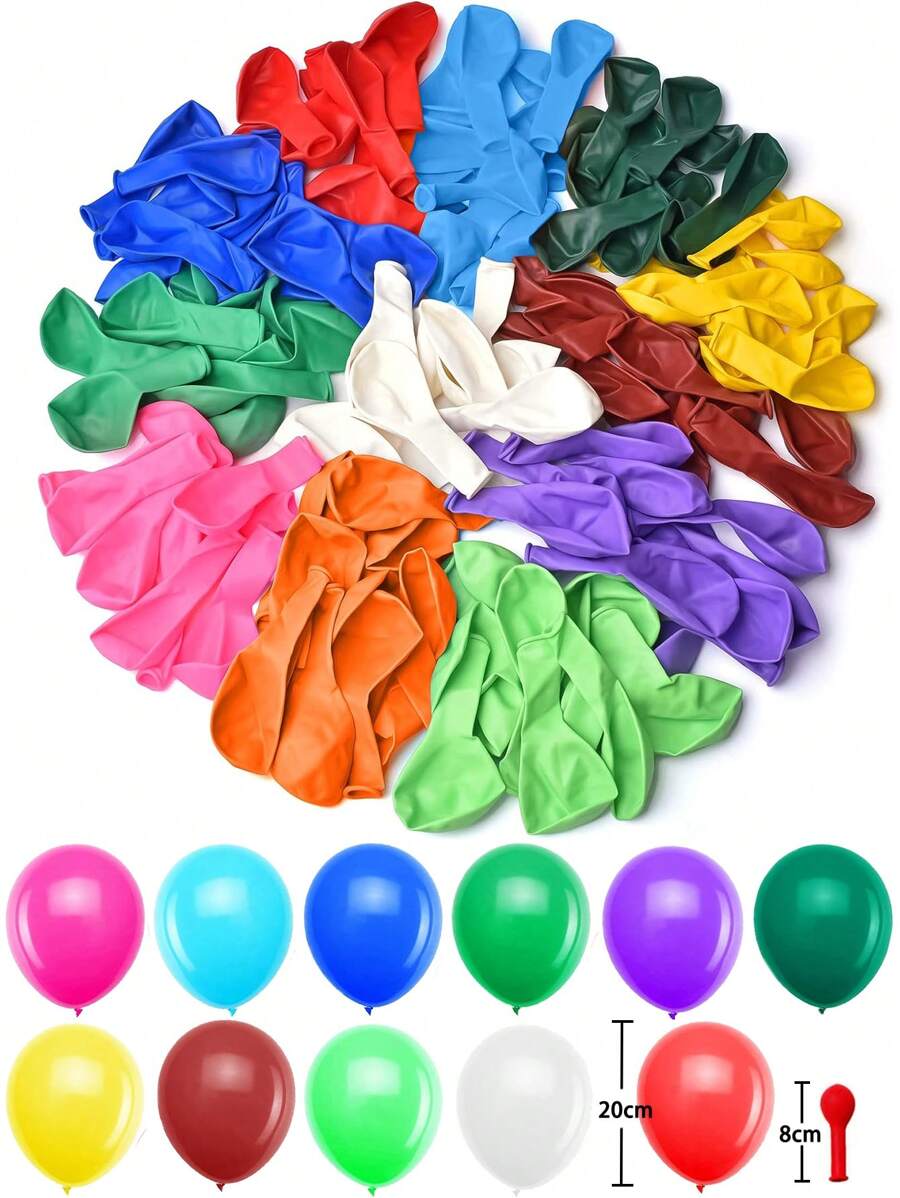 5-200pcs 5/10/12/18 Inch Mixed Color Latex Balloons, Helium Balloons For Party, Birthday, Wedding, Anniversary Decoration, Arch, Wreath, Rainbow Background