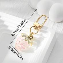 1 Móc khóa trang trí trái cây dễ thương cho nữ, Móc khóa dâu tây màu hồng trong suốt màu kẹo ngọt ngào, Quà tặng nhỏ đáng yêu cho ngày lễ tình nhân Phụ kiện xe hơi Valentine Túi đựng đồ trang trí trường học Trái cây Goth Y2k - Hồng - Xem 2