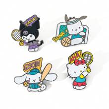 4 Phim hoạt hình dễ thương Kim loại Huy hiệu Chơi Trâm cài Nhân vật Quần áo Cái túi Phụ kiện Trang trí Men răng Huy hiệu - 4 chiếc - Xem 12