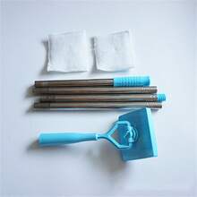 Baseboard Buddy 4 Tubes Stainless Steel Sleeve Slouchy Mop, Extendable Multi-Purpose Cleaning Brush For Baseboards, Window Sills And More, Home Cleaning Tool - Blue - View 3