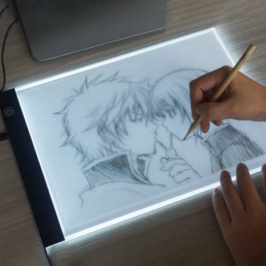 LED Light Board A4 A3 Light Pad Side Button Design 3 Levels/Stepless Dimming Drawing Tracing Tablet Portable