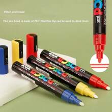 UNI Marker Pen Set,NEW PACKAGE PC-1M 3M 5M Water Based Color Permanent Acrylic Paint Pen Graffiti Art Supplies - Burgundy - View 5