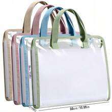 1pc 13-Pocket A4 Size Transparent Handheld Accordion Folder With Large Capacity For File, Exam Papers, Tutoring Materials Storage - Blue - View 8