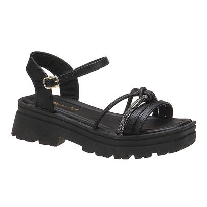 Sandália Infantil Menina Feminina Birken Tratorada Fivela Casual Preto LiaMalia