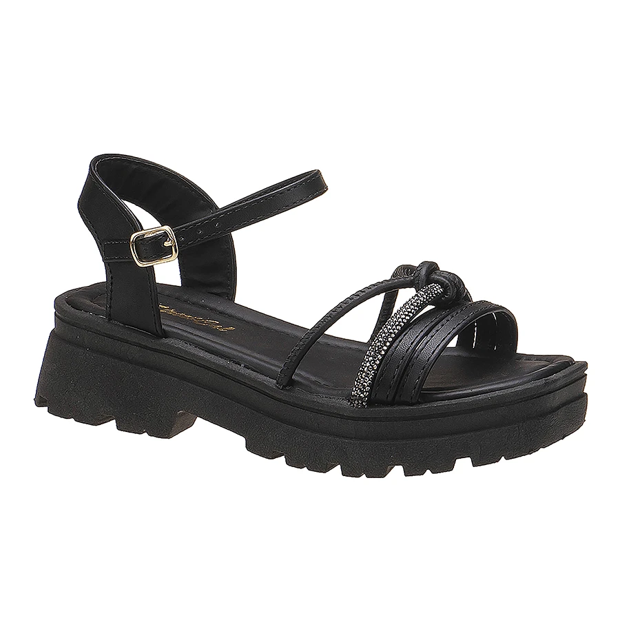 Kids Flat Sandals - Black - View 1