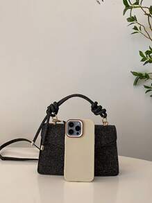 轻巧，商务休闲水钻装饰水桶包迷你抽绳设计，透明包时尚仿珍珠包晚宴包，晚餐包迷人，优雅，精致，安静奢华的水钻适合派对女孩，女人，新娘适合派对，晚宴/宴会圣诞派对礼服 - 黑色 - 查看 5