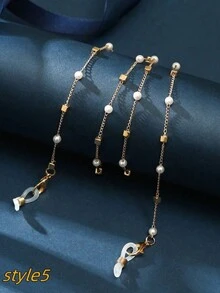 高雅1入組新款時尚金屬珍珠口罩&眼鏡雙用水晶鏈，帶延長鏈，抗丟失口罩掛繩，可掛於頸部（注：不含眼鏡） - 多色 - 查看 13