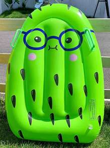 1 pieza Colchoneta Inflable con forma de frutas, con diseño de fresa, kiwi y piña, Tabla de surf para niños con asas, Juego acuático - Verde - Ver 4