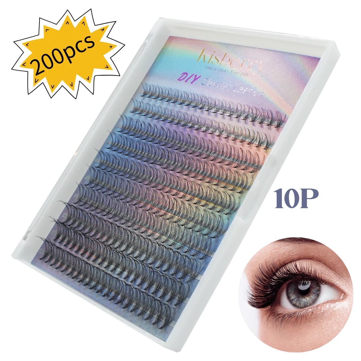 200pcs Clusters Lashes D Curl 10-16mm Mix Individual Lashes 0.07tickness - D - View 1