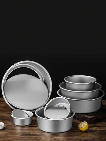 1pc Silver Anodised Aluminum Chiffon Cake Mould With Detachable Base, Non-Stick Round Mousse Baking Pan 2-8 Inch