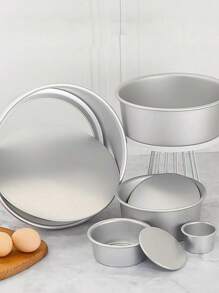 1個銀色陽極氧化鋁雪紡蛋糕模具,可拆卸底座,防黏圓形慕斯烤盤2-8英寸