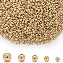 30-500Pcs 18K Gold Filled Spacer Beads For Jewelry Bracelets Making,Round Bracelet Beads,Small Ball Gold Filled Beads For Bracelet Necklace Jewelry Bulk Handmade Supply 2-12mm