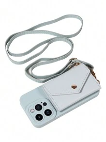 1 Ốp lưng điện thoại da PU có dây đeo vai đa năng có khe cắm thẻ tương thích với iPhone 17 Pro Max, 17 Pro, 17 Air, Redmi - Màu xanh lam - Xem 4