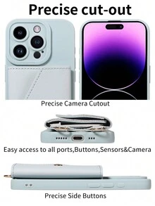 1 Ốp lưng điện thoại da PU có dây đeo vai đa năng có khe cắm thẻ tương thích với iPhone 17 Pro Max, 17 Pro, 17 Air, Redmi - Màu xanh lam - Xem 5