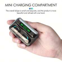 Ankriyul Tws無線耳塞,立體聲運動耳機,帶led顯示充電盒的觸控耳機 - 黑色 - 查看 6