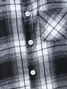 Young Boy Black And White Checkered Short Sleeve Shirt & Black Pants - Black and White - View 5