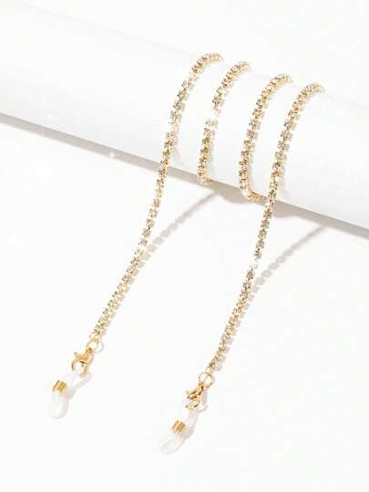 1pc Women's Minimalist Colorful Small Diamond Decor Eyeglasses Chain, Personalized Glasses Anti-Drop Strap, Fashion Glasses Lanyard, Also Can Be Used As Mask Lanyard