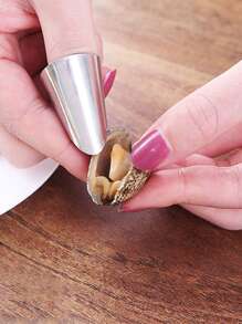 2pcs Peeler For Edamame, Chestnut, Nuts, Chicken Claws & Vegetables With Protective Hand Guard And Iron Fingertip Caps - Silver - View 1