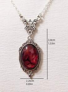 1pc Gothic Vintage Red Quartz Crystal Necklace Butterfly Necklace Vampire Relief Witch Jewelry Accessories Vintage Choke Necklace