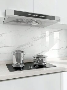 1 Roll White Marble Pattern Kitchen Countertop Oil-Proof Stickers, Waterproof Stove Marble Durable High-Temperature Film, Mold Damp-Proof Surface Table Refurbished Sticker - Black and White - View 7