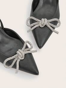 Của phụ nữ Pha lê Loại bướm Và Mèo Cao gót Dép xăng đan , Sành điệu Và Thanh lịch Pointed Toe Giày cao gót Kitten , Con la Đối với Yến tiệc , Các bữa tiệc Và Đám cưới In Mùa Xuân Và Mùa hè - màu đen - Xem 3