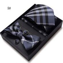 1 Bộ/6 Bộ Hộp Quà Tặng Cà Vạt & Nơ Nam, Cà Vạt Công Sở, Cà Vạt + Nơ + Khăn Tay + 2 Khuy Măng Sét + Hộp Quà Tặng Thông Thường - Nhiều màu - Xem 19