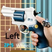 1set Soft Bullet Revolver, Zp5 Toy Gun, Semi-Auto Revolver Design, Long Distance Shooting, Upgraded Version - Blue - View 2