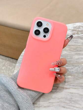 Simple Solid Color Liquid Silicone Gel Phone Case Anti-Fall Protection Compatible With IPhone