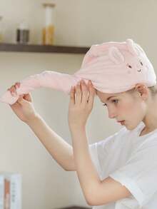 1pc Rabbit Shaped Quick-Drying Hair Cap, Cute Soft Absorbent Hair Drying Towel For Home Use