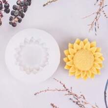 1 件向日葵硅胶蜡烛模具适用于 3D 芳香疗法 DIY、肥皂、粘土、石膏、环氧树脂工艺、节日礼物 - 白色 - 查看 6