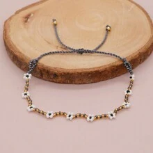 1 件雏菊波西米亚风珠宝手工波西米亚风时尚潮流种子串珠友谊手链女士快乐礼物 - 彩色 - 查看 9